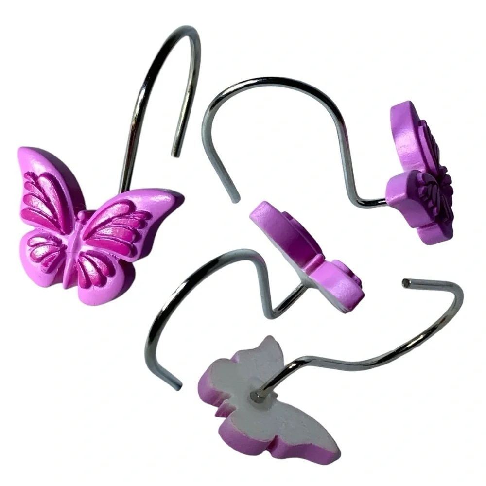 Matt & Maddie Butterfly Shower Hooks Kids Winnie Collection Barbie Pink 12 Piece